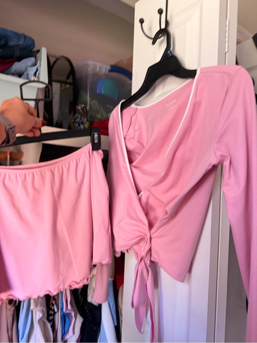 wild fable Pink Tie-Front Long-Sleeve Top & Matching Skirt Set